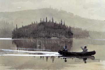 Deux hommes dans un canot Winslow Homer aquarelle Peinture à l'huile
